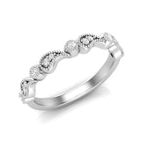 14k Gold Diamond Vintage Milgrain Paisley Stackable Ring Wedding Band - Abtin & Company 