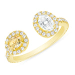 14K Gold Fancy Yellow Diamond and White Diamond Oval Open Ring - Abtin & Company 